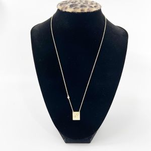 SAVVY CIE JEWELS 18K Gold Vermeil CZ Script Initial Pendant Necklace letter  R